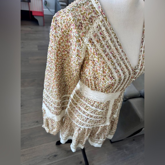 Veronica Beard Floral Lace Panel Boho Mini Dress Size 4 - Picture 6 of 8